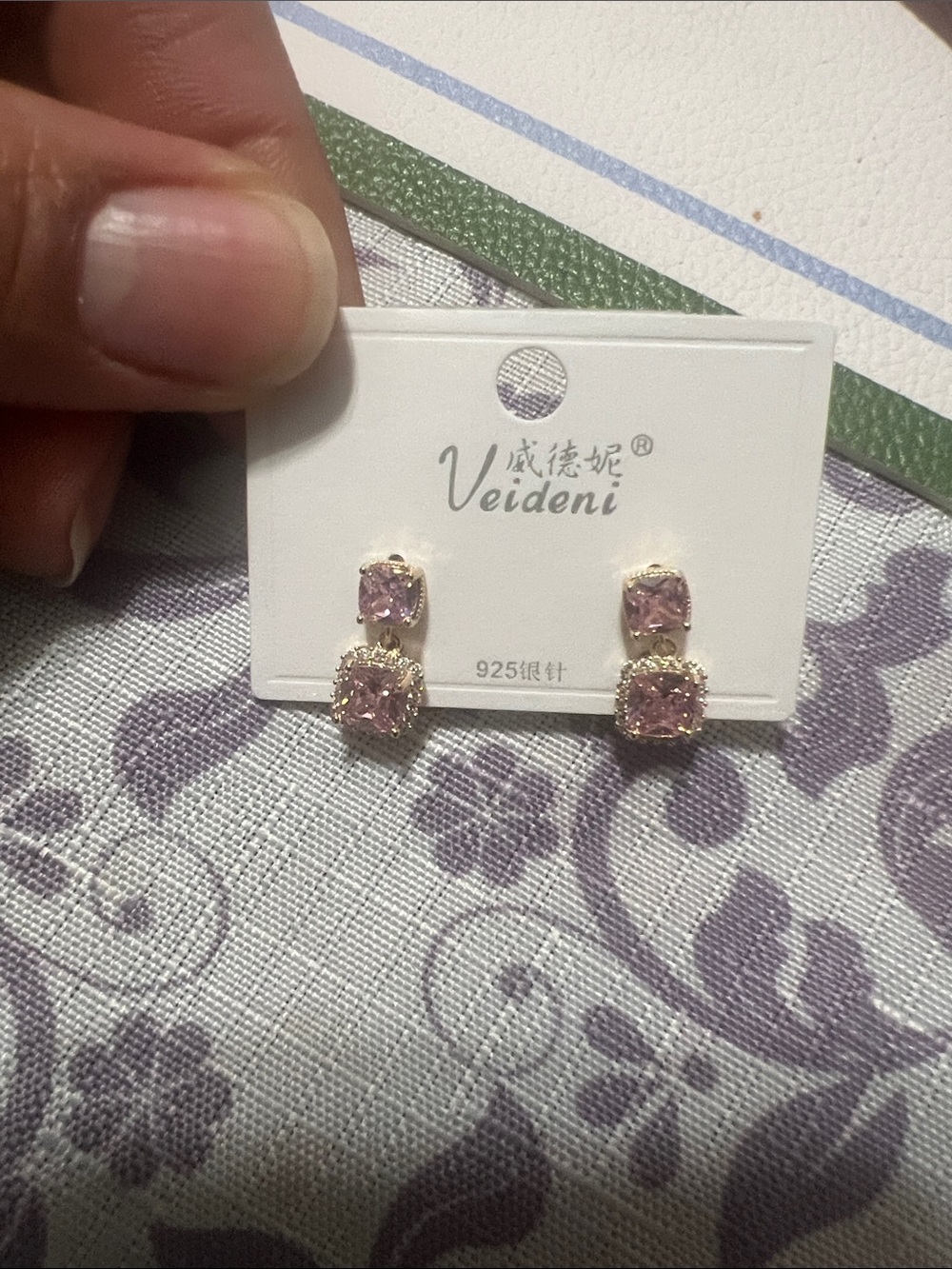 Pink Cubic Zirconia Double Drop Earrings